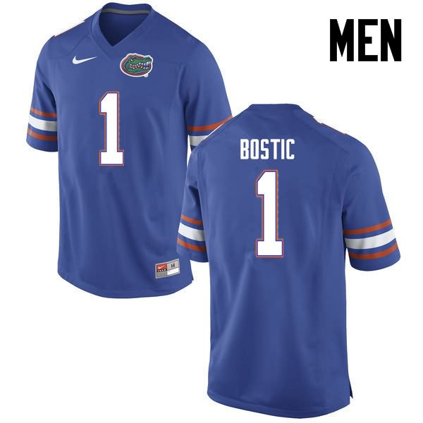 NCAA Florida Gators Jonathan Bostic Men's #1 Nike Blue Stitched Authentic College Football Jersey ESC7464HF